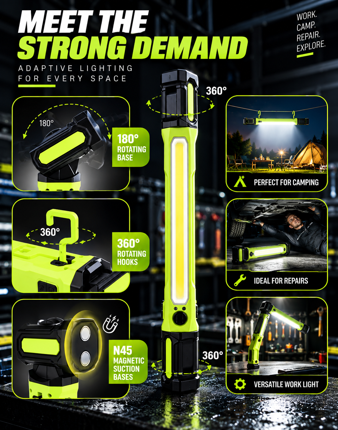 Ryzens UltimateFlex 360° Rechargeable Work Light