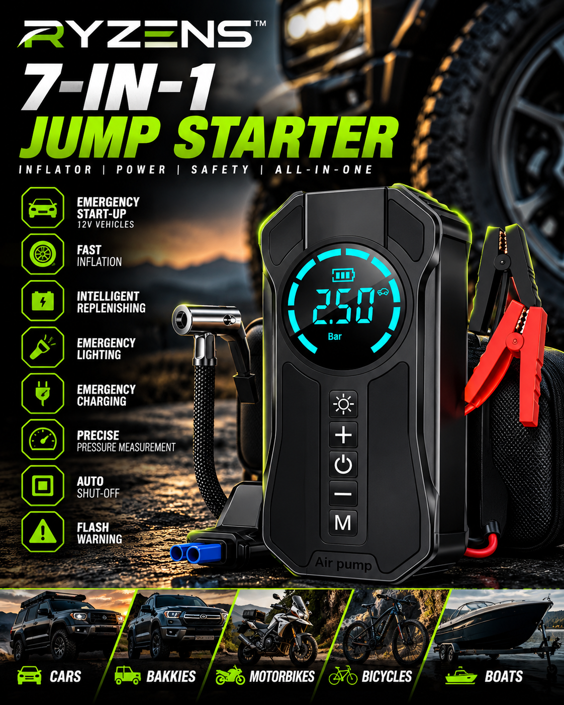 RYZENS 4-in-1 Emergency Power Station